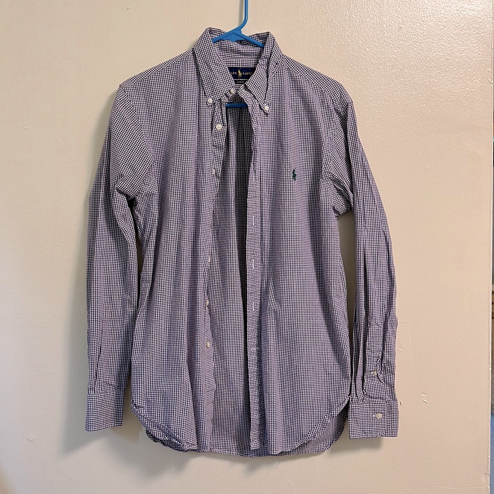 Purple Ralph Lauren dressy button up with green logo